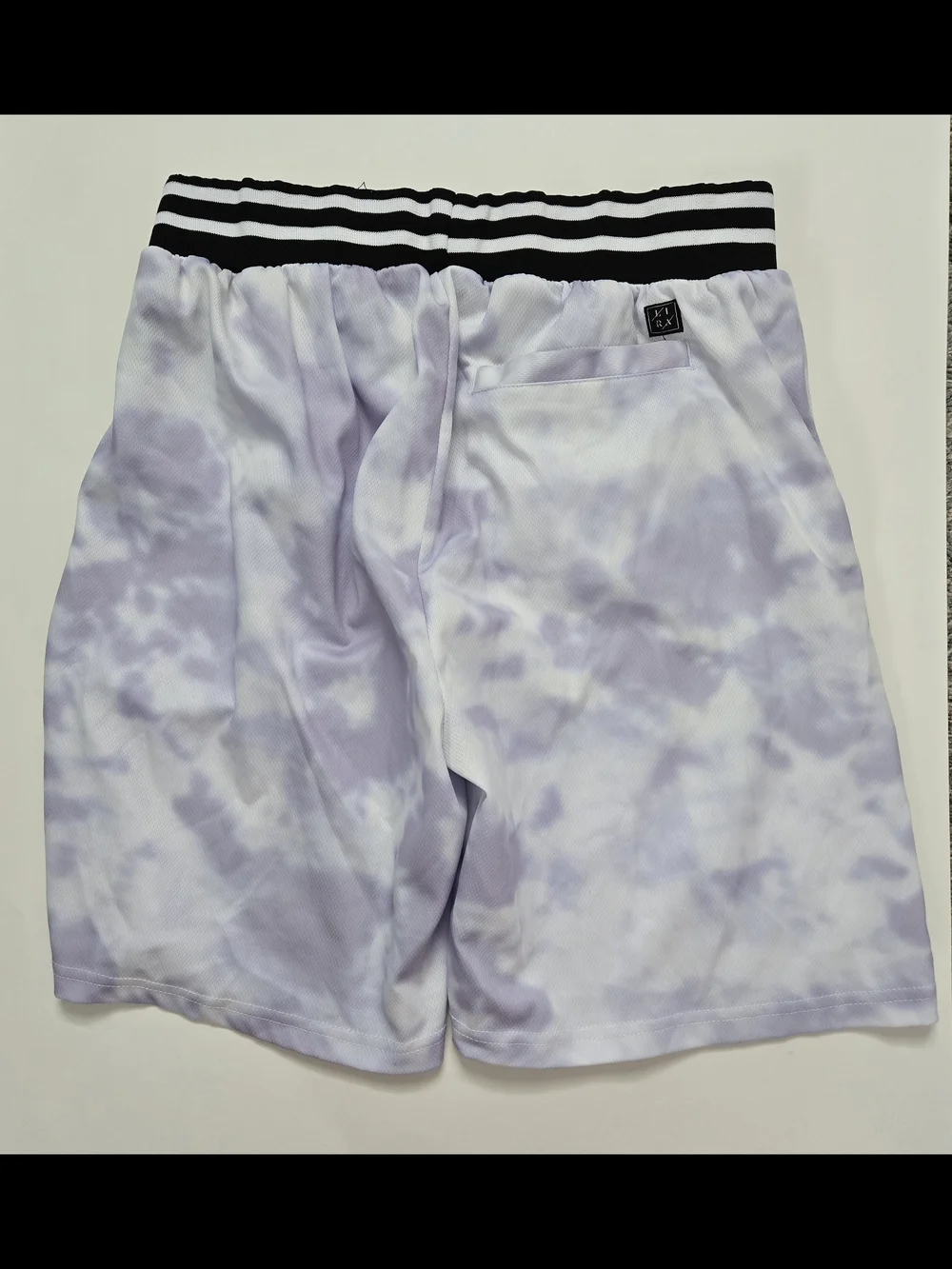 LIRA Tie Dye Men's Mesh Athletic Shorts Size M Lilac Contrast Elastic Waistband